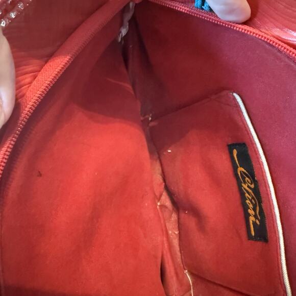 Vtg Carlo Fiori Purse Brightly Colored Snake Leather Crossbody Zip Tassles Italy - Picture 9 of 15